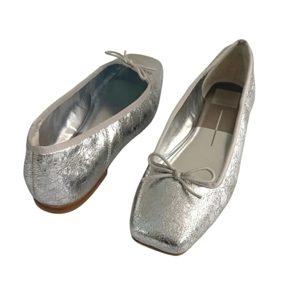 New without box dolce vita silver distressed leather anisa ballet flat size 9